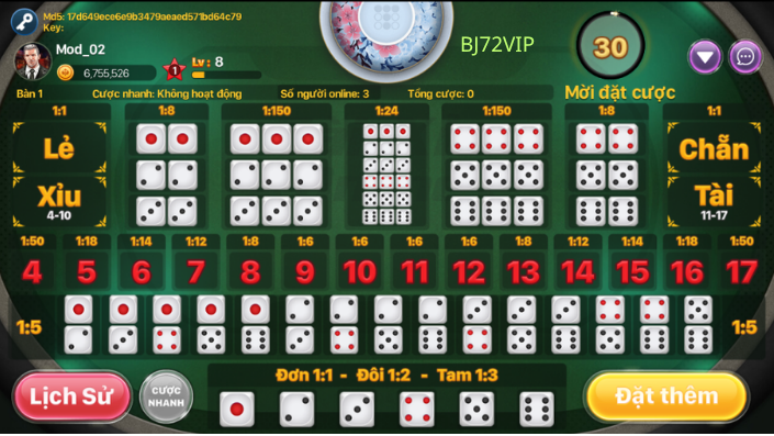 hướng dẫn cách chơi tài xỉu thắng lớn chi tiết tại nhà cái bj72 